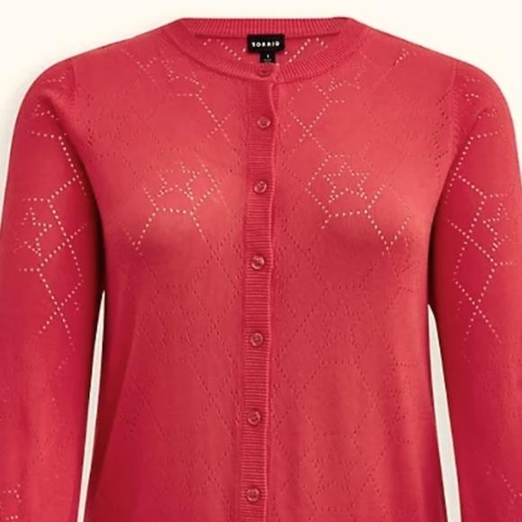 TORRID Cardigan Sweater Pointelle with Star Pattern - Picture 4 of 9